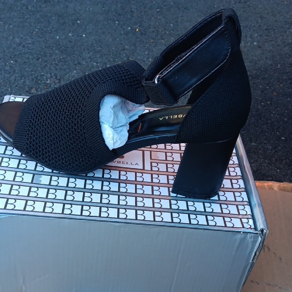 Abella Black Knit Heeled Sandals